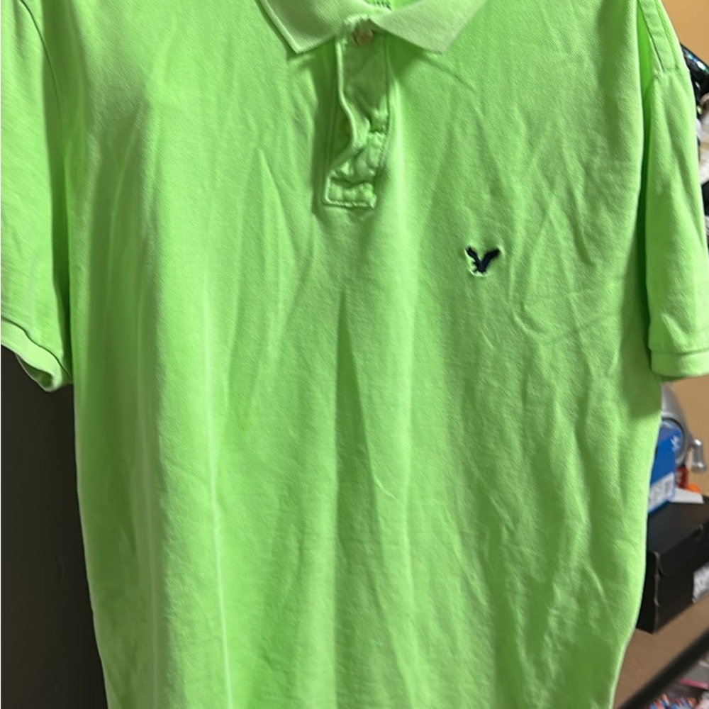 American Eagle Outfitters Neon Green Polo Shirt